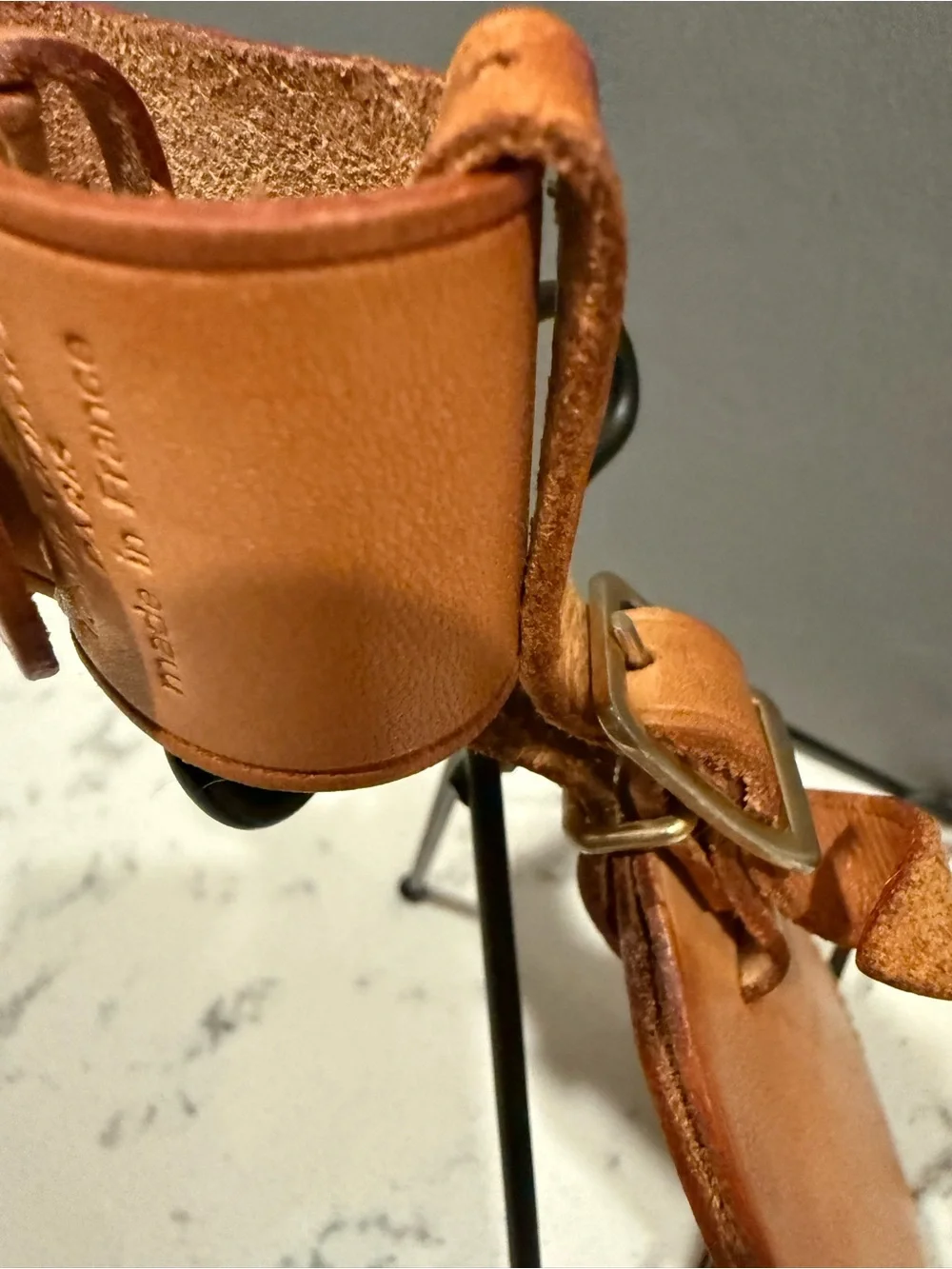 Louis Vuitton Tan Leather Luggage Tag with Stitch Detailing